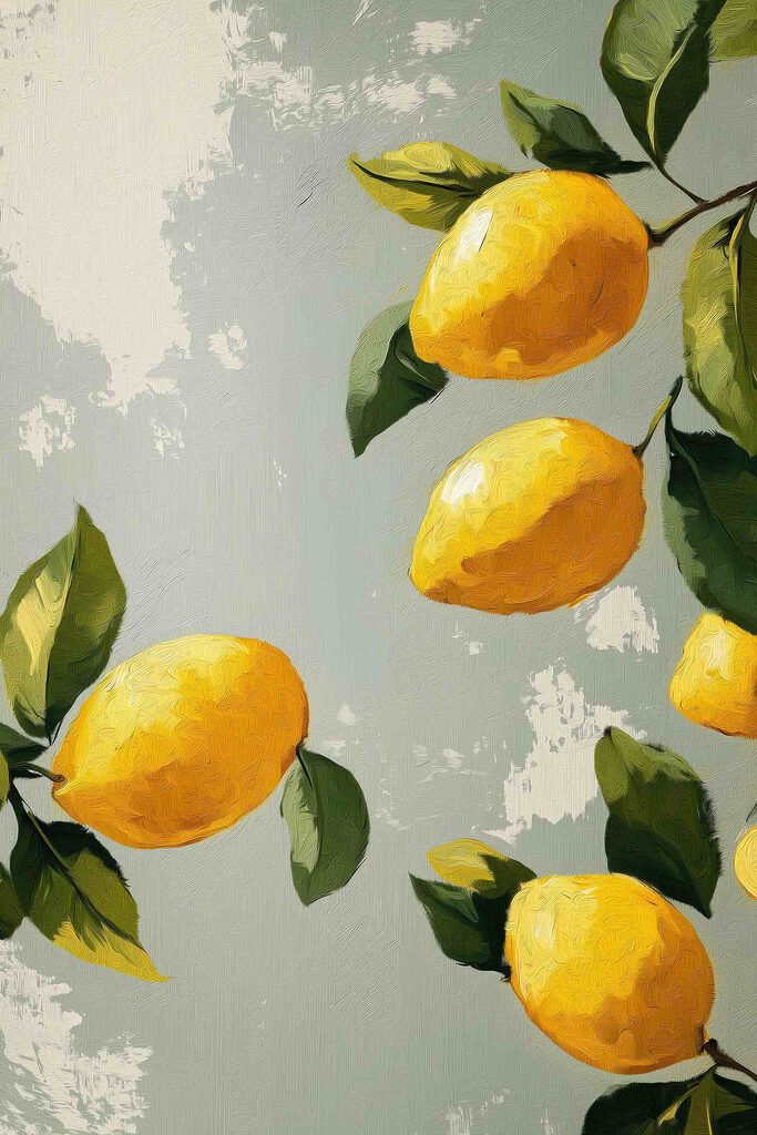 Painting of lemons on a tree