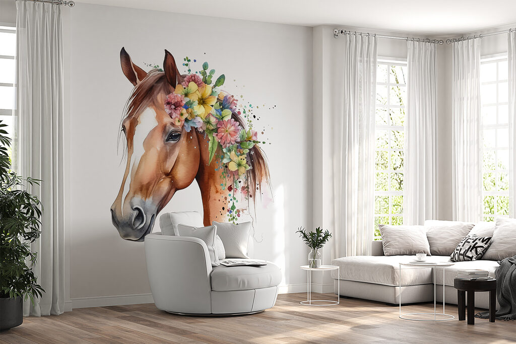 Akvarel koně s květinami na hlavě u98192pig28mr 1024x683 - Akvarel koně s květinami na hlavě