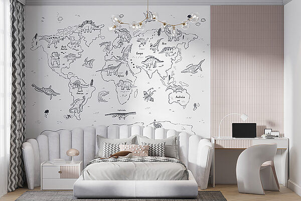 Mapa světa s dinosaury Mapa světa s dinosaury