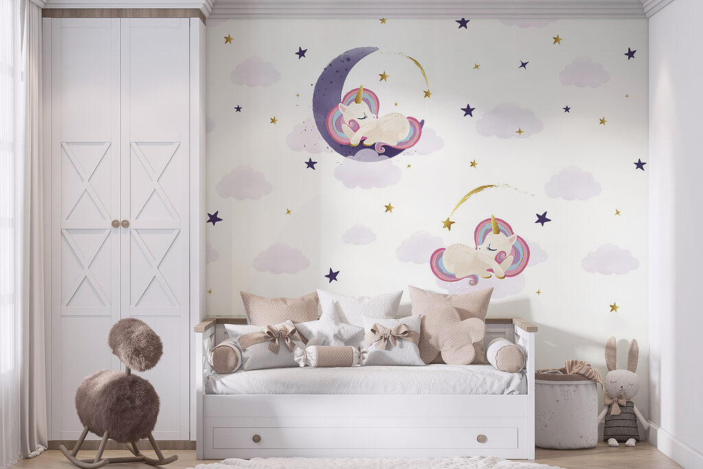 A unicorns sleeping on the moon A unicorns sleeping on the moon