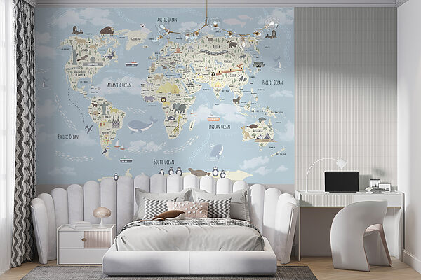 Mapa světa se zvířaty Mapa světa se zvířaty