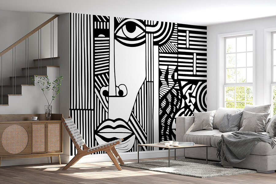 Fototapeta Černobílá kresba obličeje - Image 3