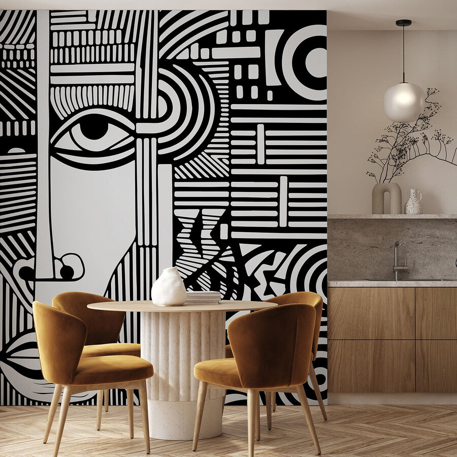 Fototapeta Černobílá kresba obličeje - Image 4
