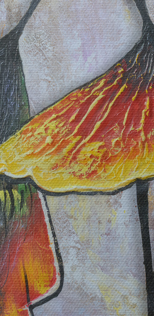 A painting of two women dancing