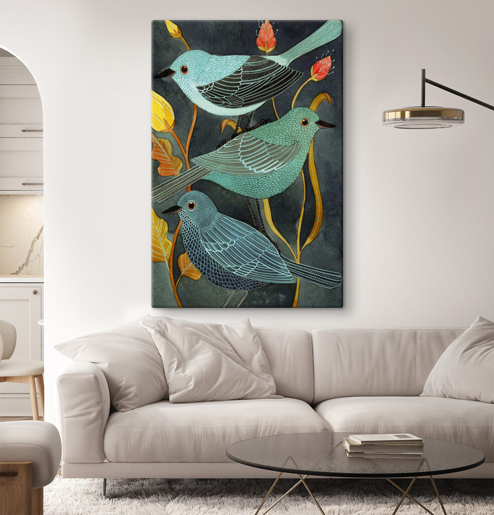 A group of birds on a plant