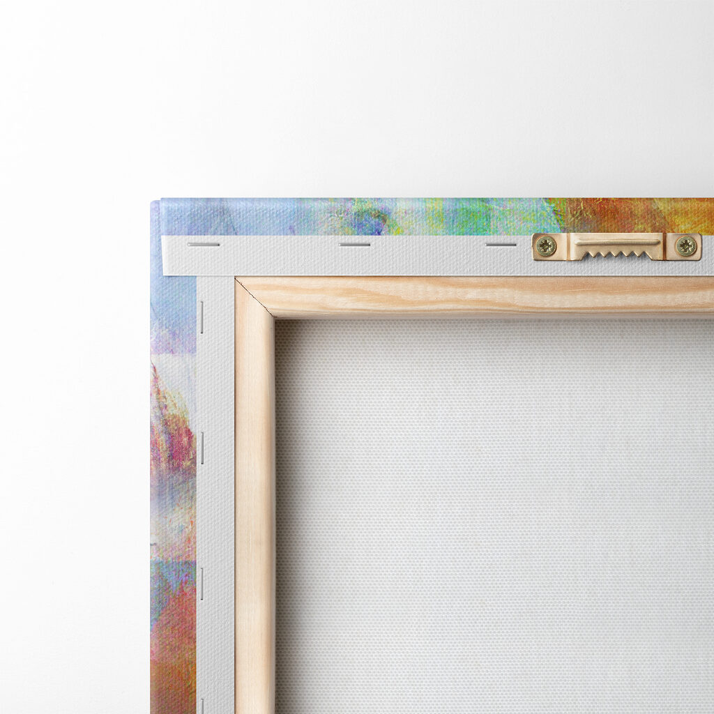 A colorful painting of a city