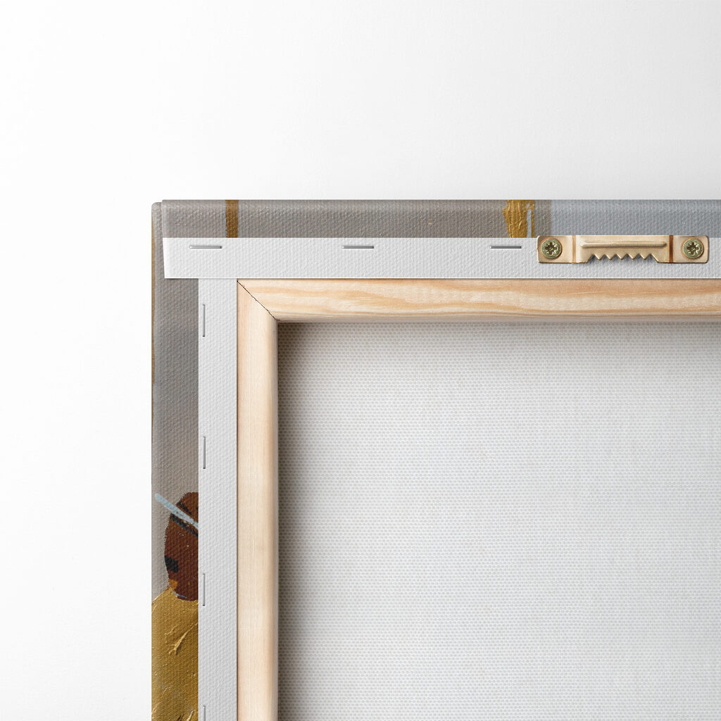 A painting of people walking on a snowy street