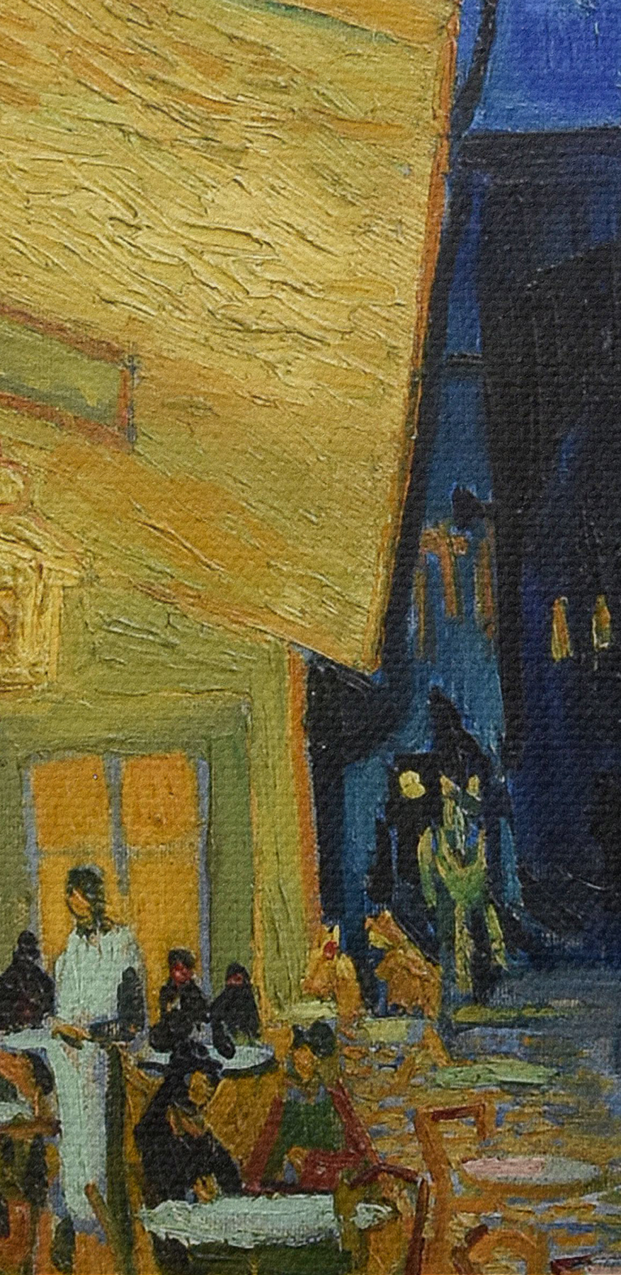 Obraz ulice se stoly a židlemi