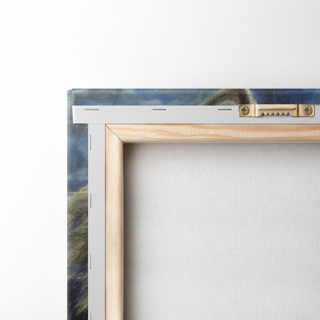 A painting of two wolves kissing