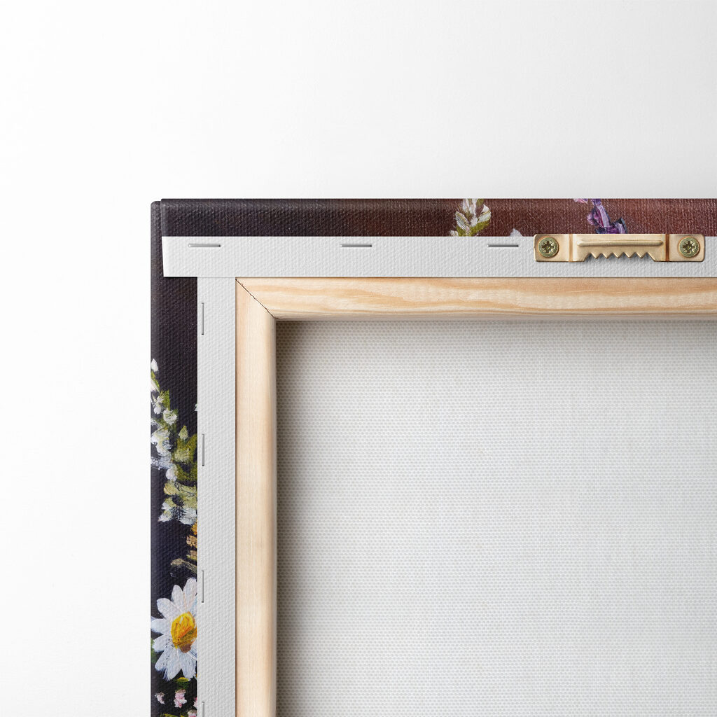 A painting of flowers in a vase