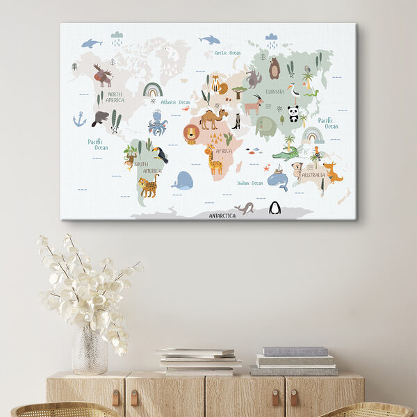 Mapa světa se zvířaty Mapa světa se zvířaty