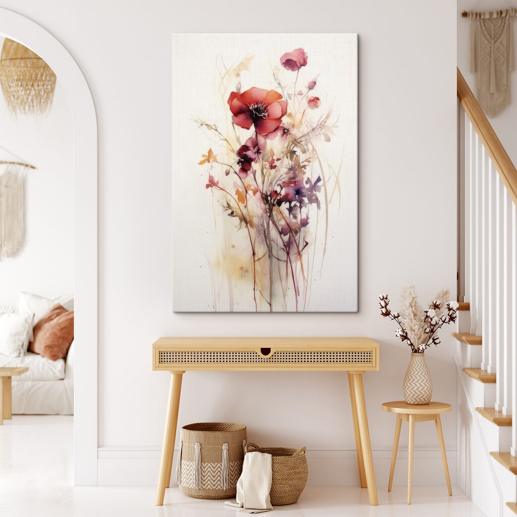 A painting of flowers on a white background