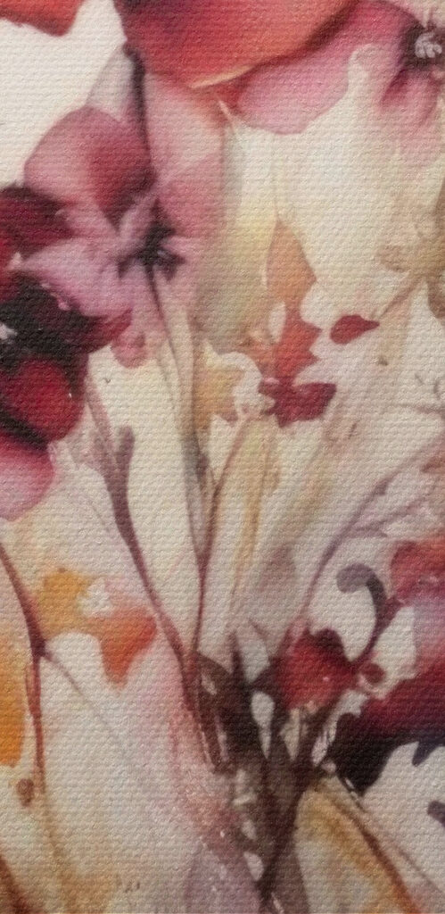 A painting of flowers on a white background