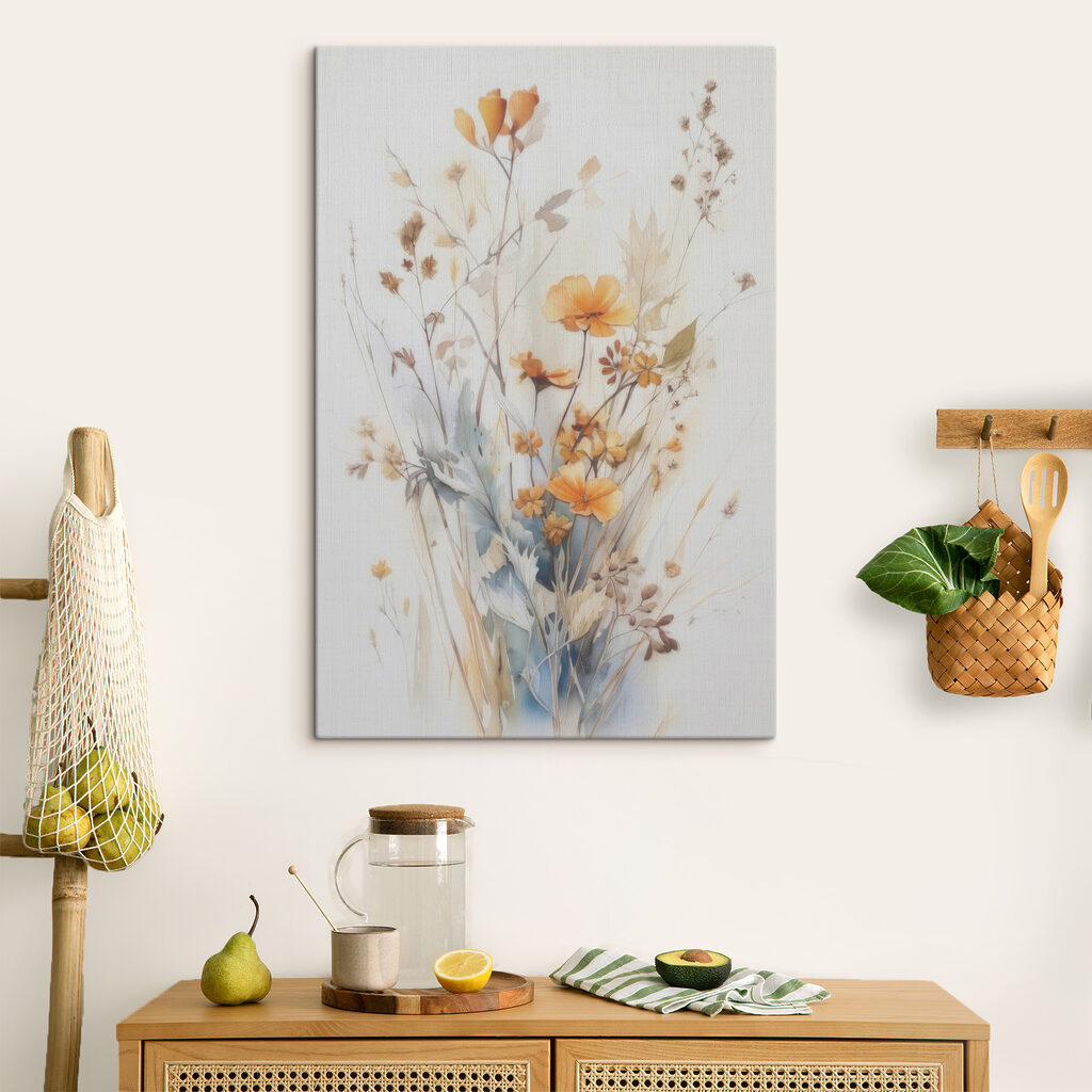 A painting of flowers and leaves A painting of flowers and leaves