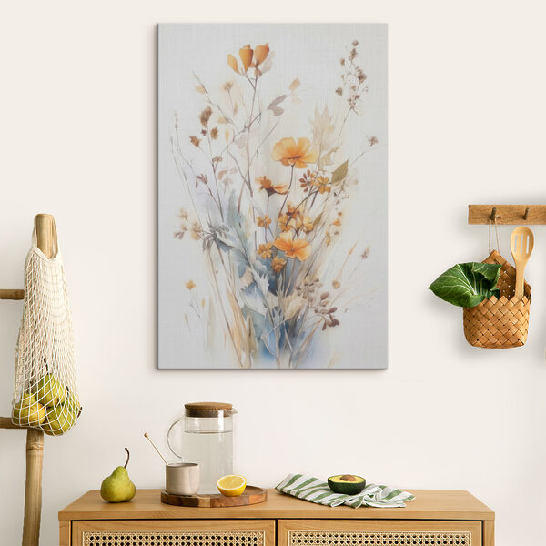 A painting of flowers and leaves A painting of flowers and leaves