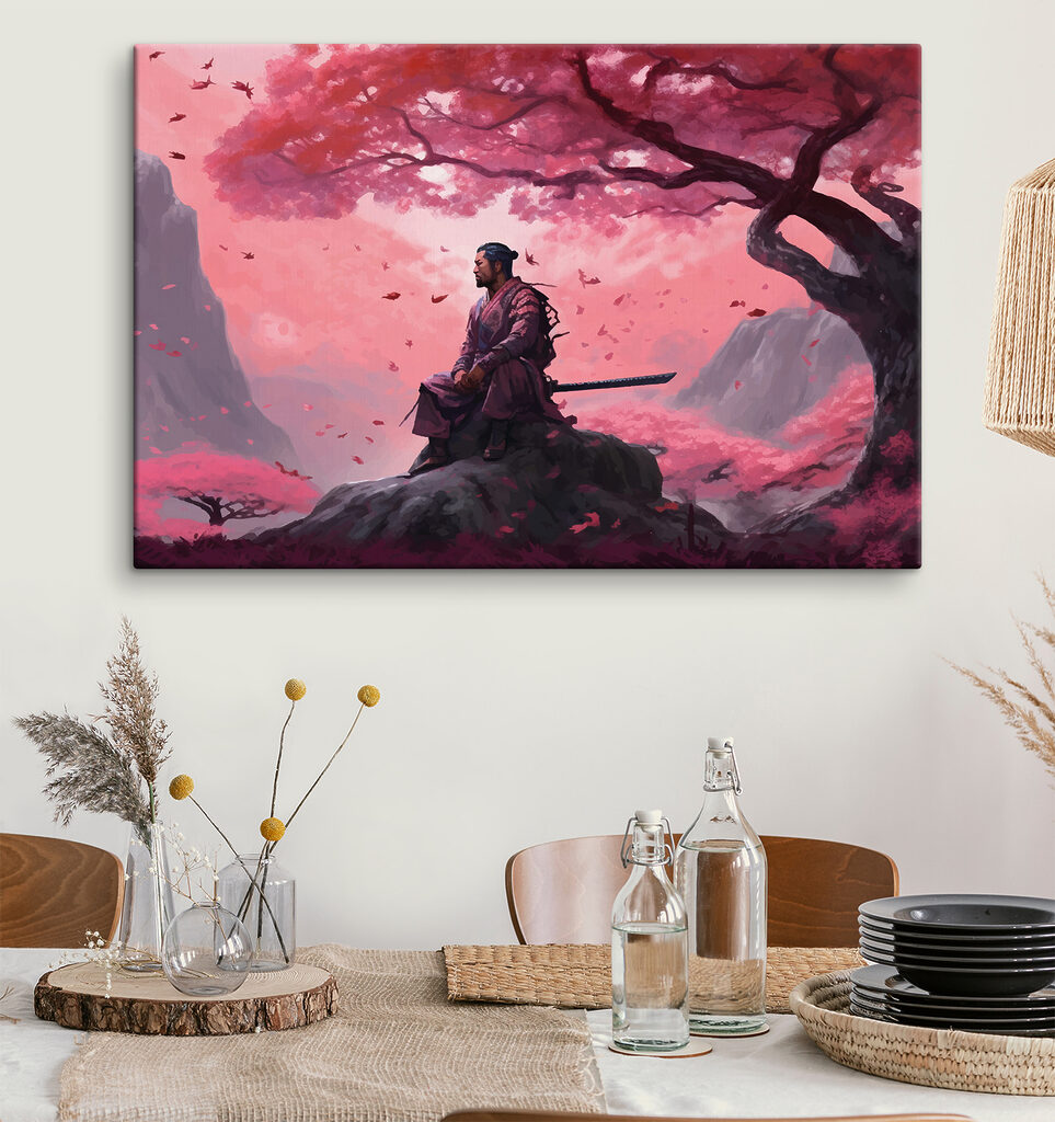 A man sitting on a rock with a sword