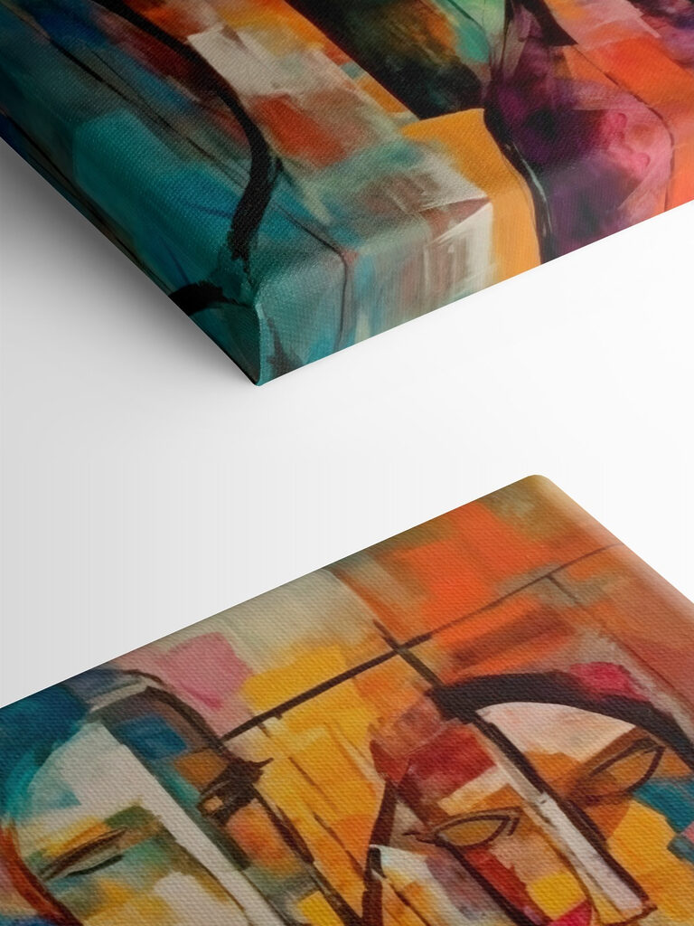 A painting of people's faces