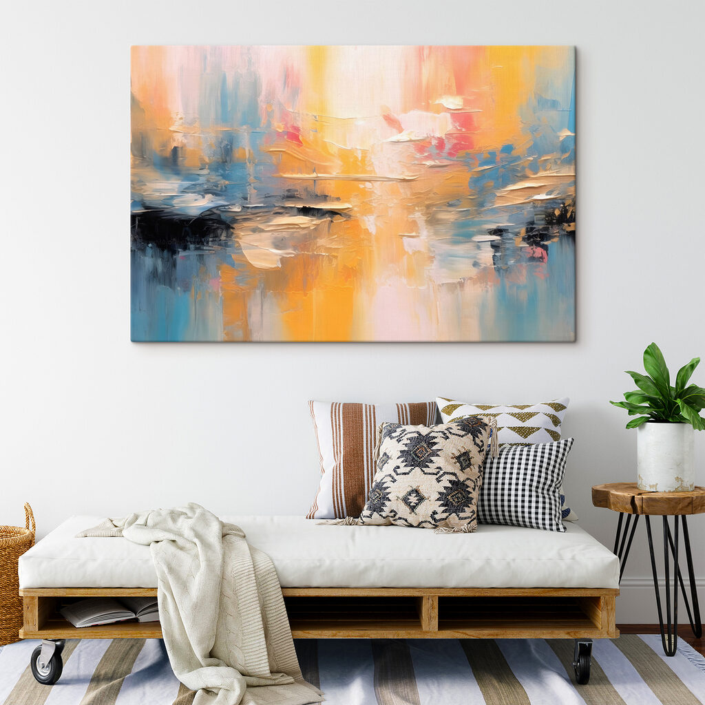 A painting of a colorful sky