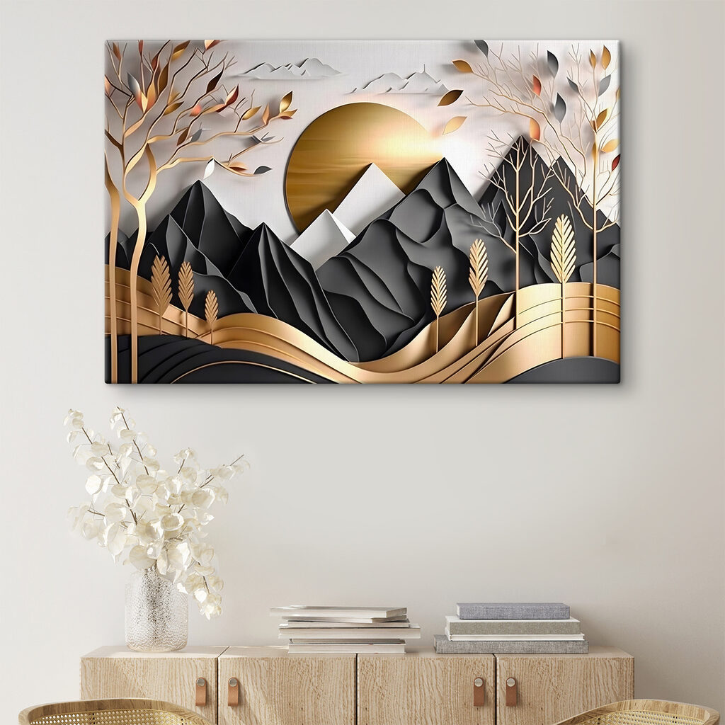 A paper cut out of a mountain landscape