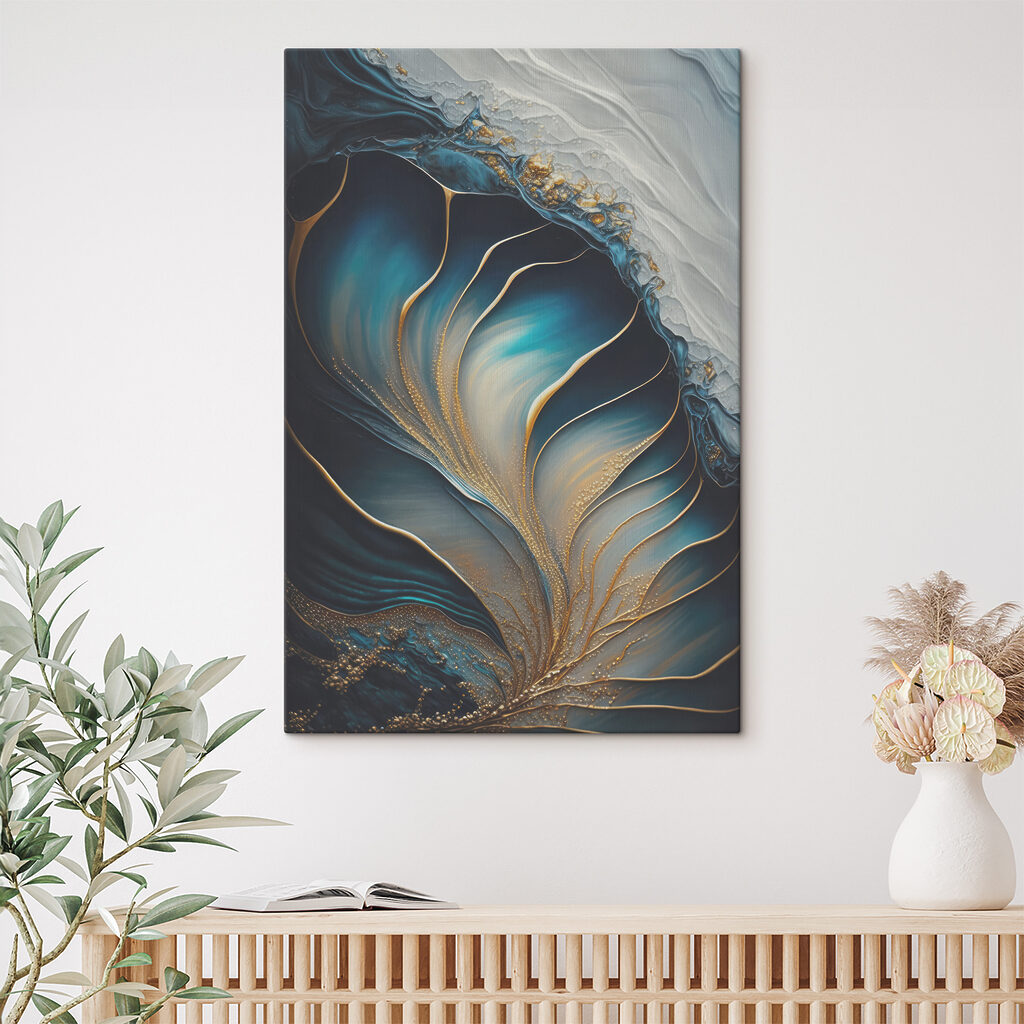 A close up of a painting