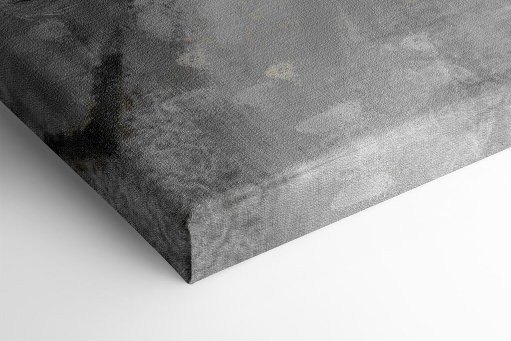 A painting of a street with people walking under an umbrella A painting of a street with people walking under an umbrella