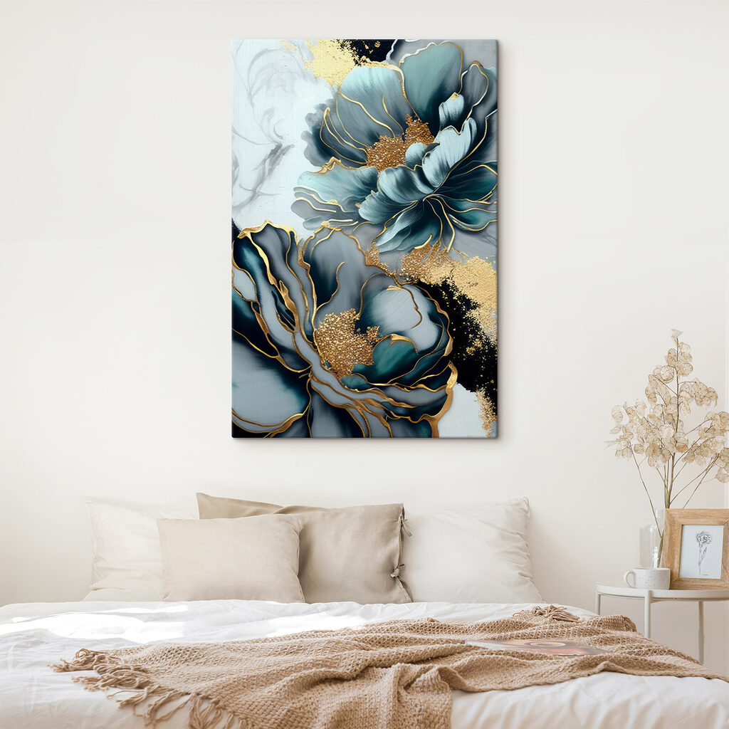 A close up of a painting