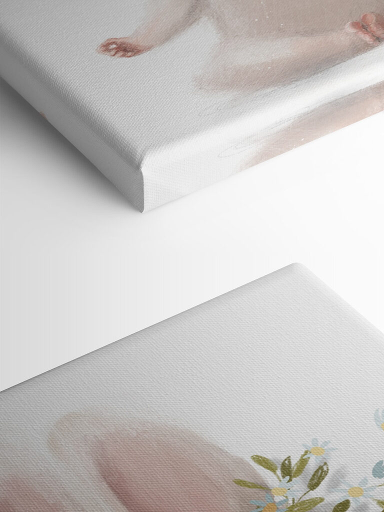 A cartoon of a bunny with flowers on its head A cartoon of a bunny with flowers on its head