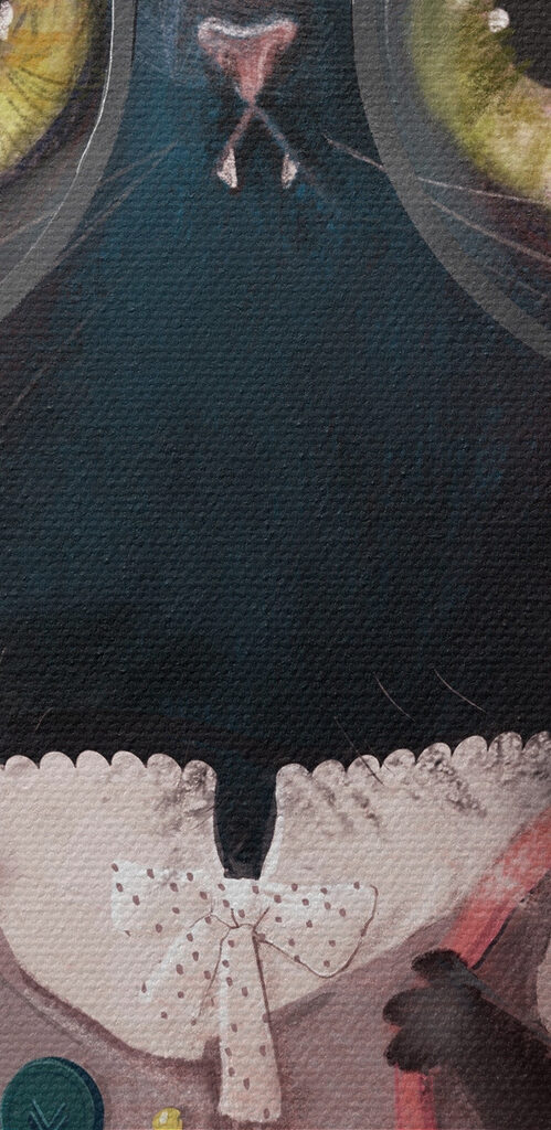 A cat wearing glasses and a school uniform