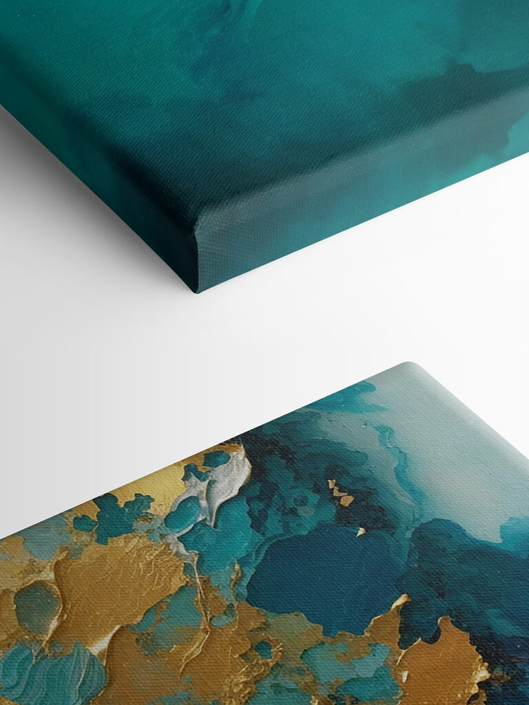Abstract art with vibrant teal hues