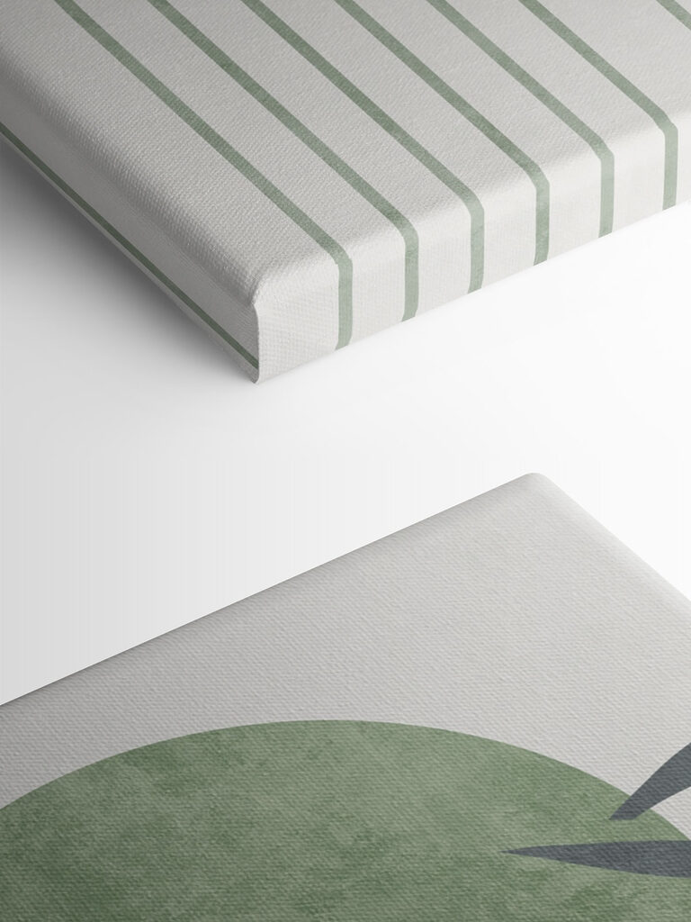 A green and grey art piece