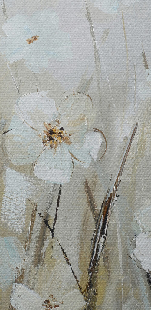 A painting of white flowers