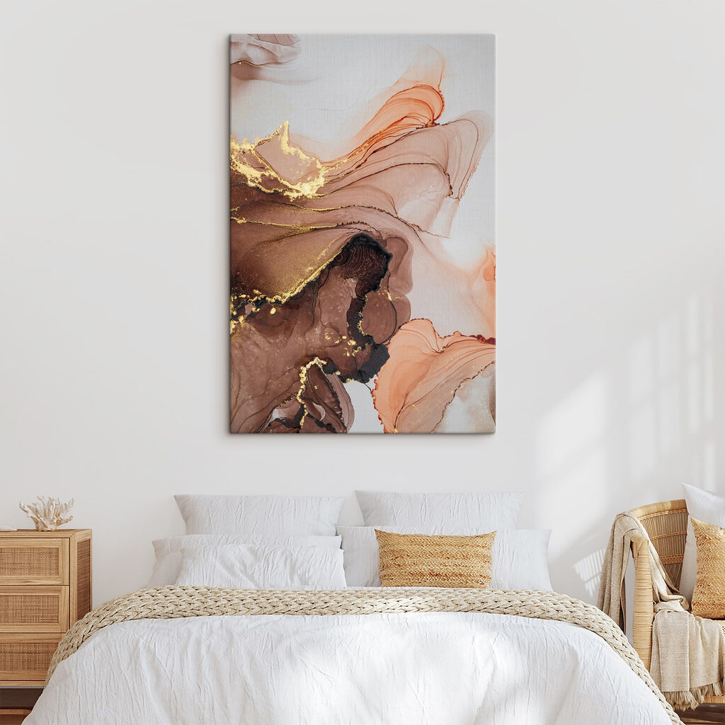 A close up of a painting