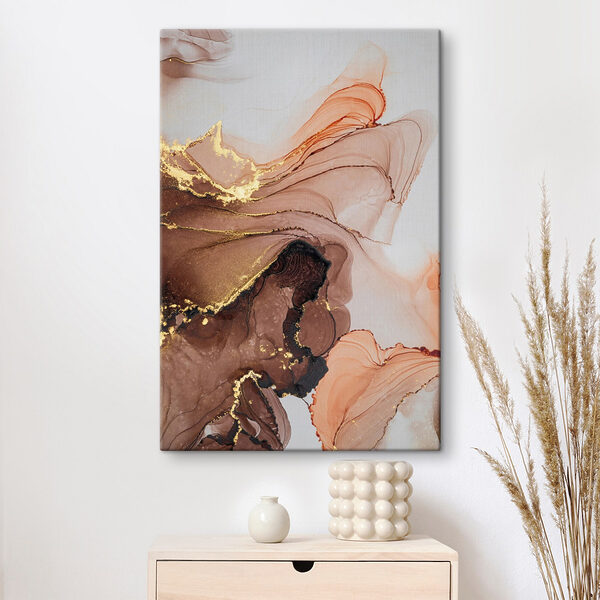 A close up of a painting