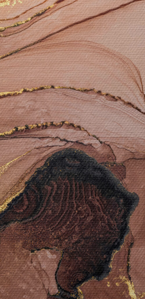 A close up of a painting