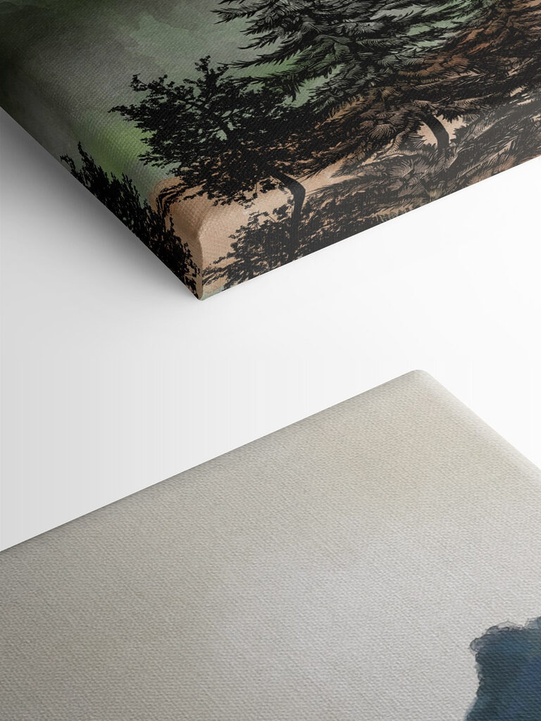 A painting of a mountain range