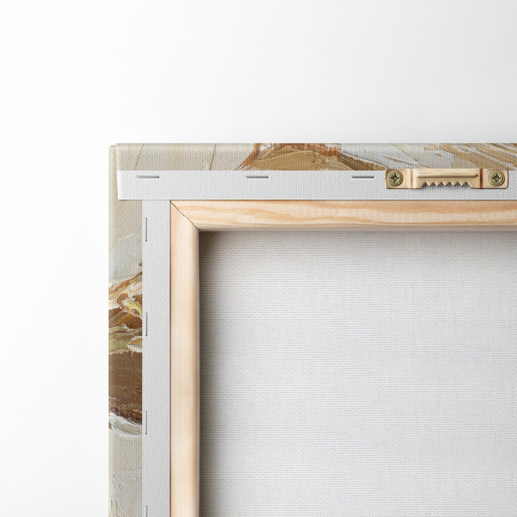 A painting of a woman wearing a hat