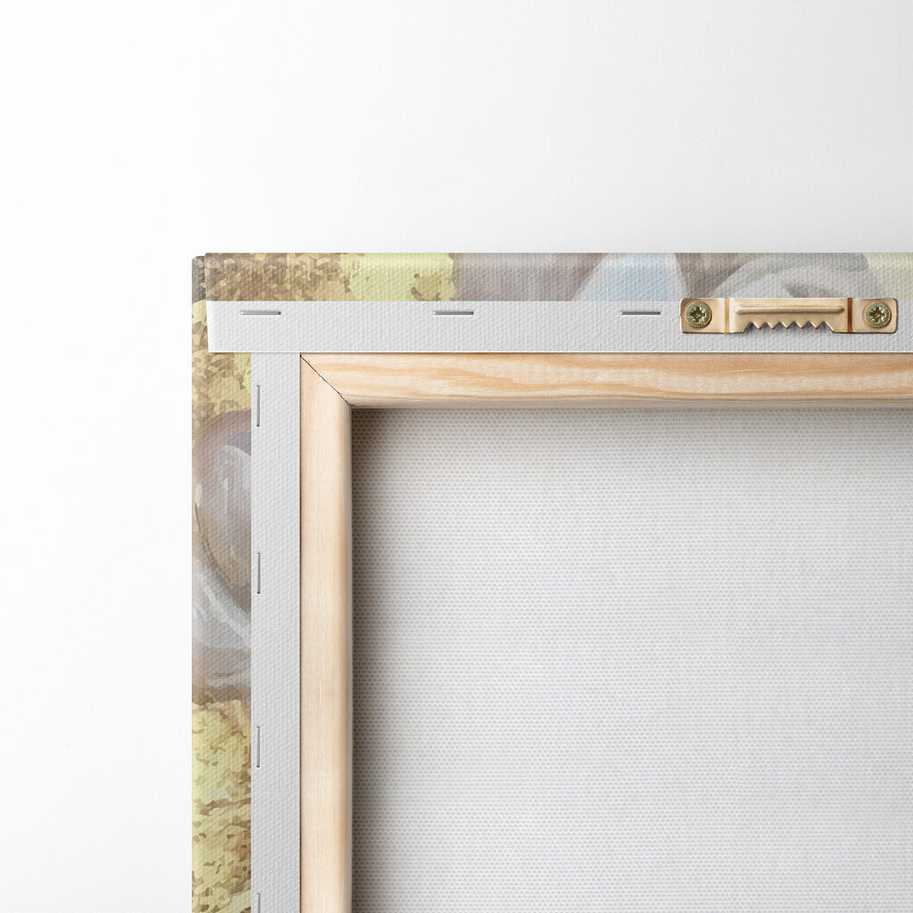 A painting of flowers on a wall