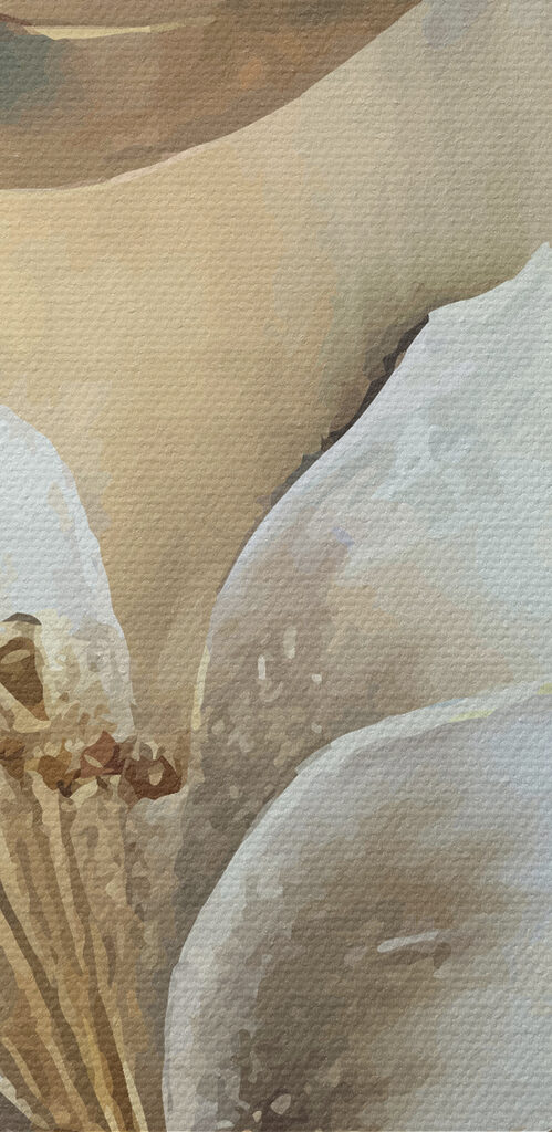 A painting of flowers on a wall