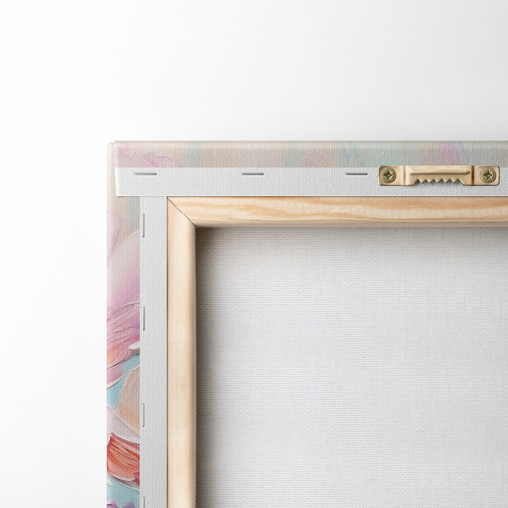 A painting of pink flowers