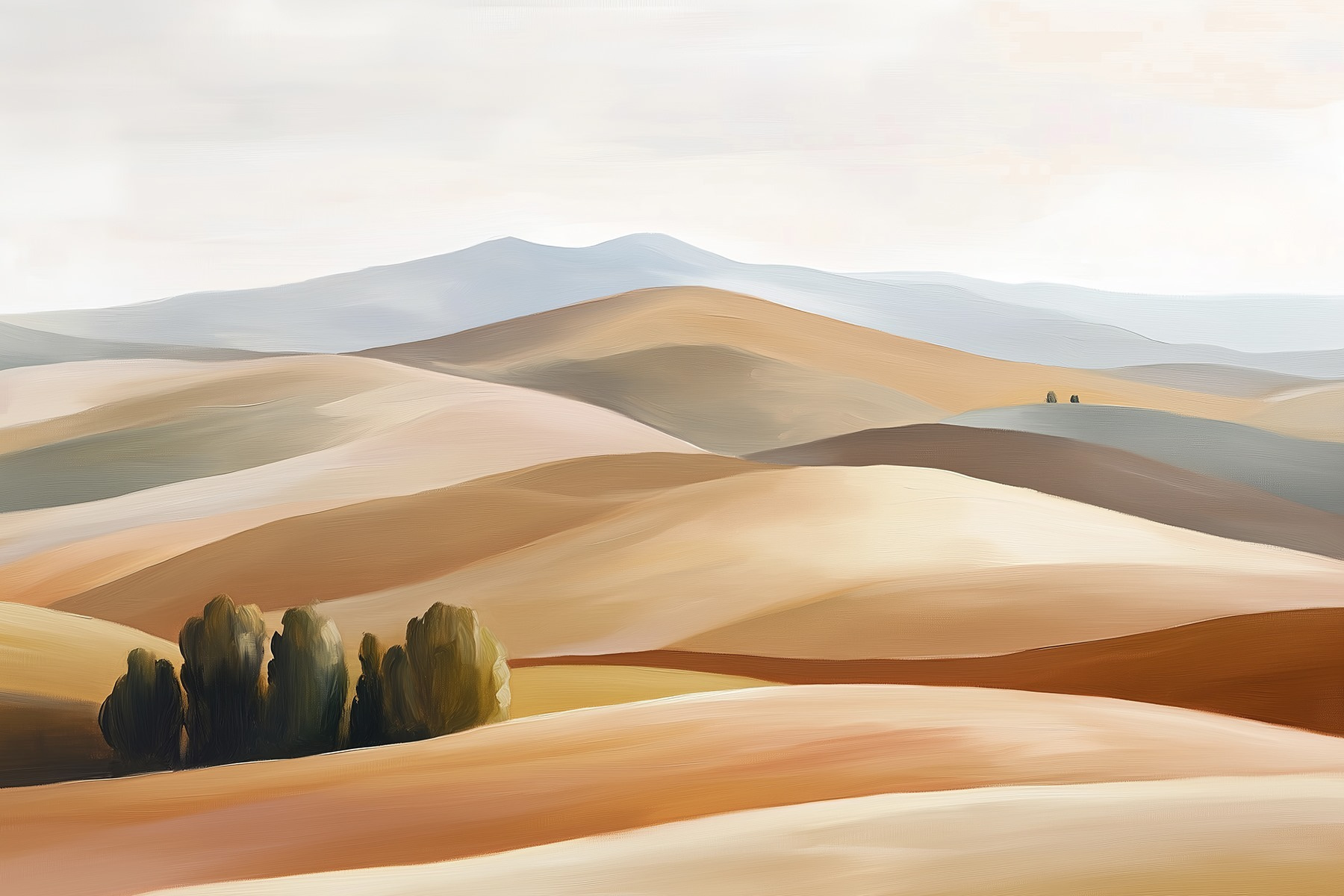 Landscape of hills and trees