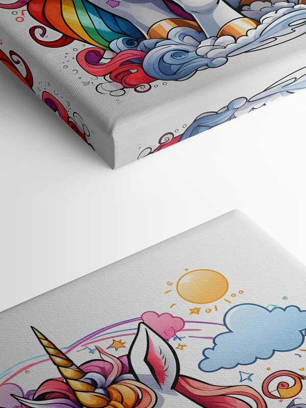 A cartoon unicorn with rainbow hair A cartoon unicorn with rainbow hair
