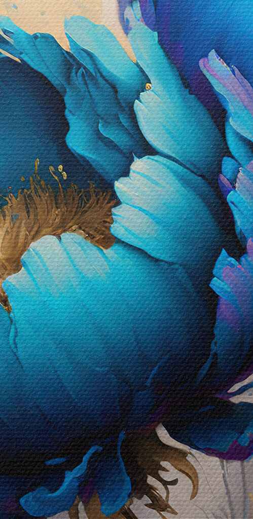 Vibrant Blue Blooms Amid Splashes