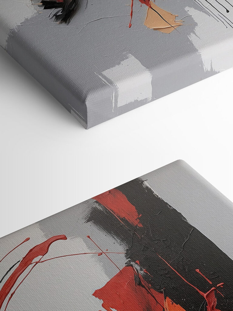 A painting of a person with different colors