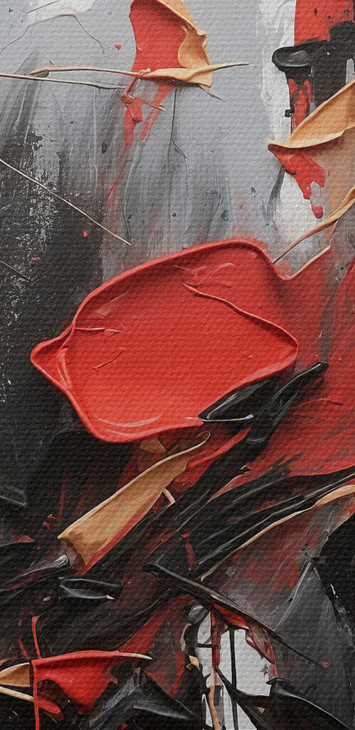 A painting of a person with different colors