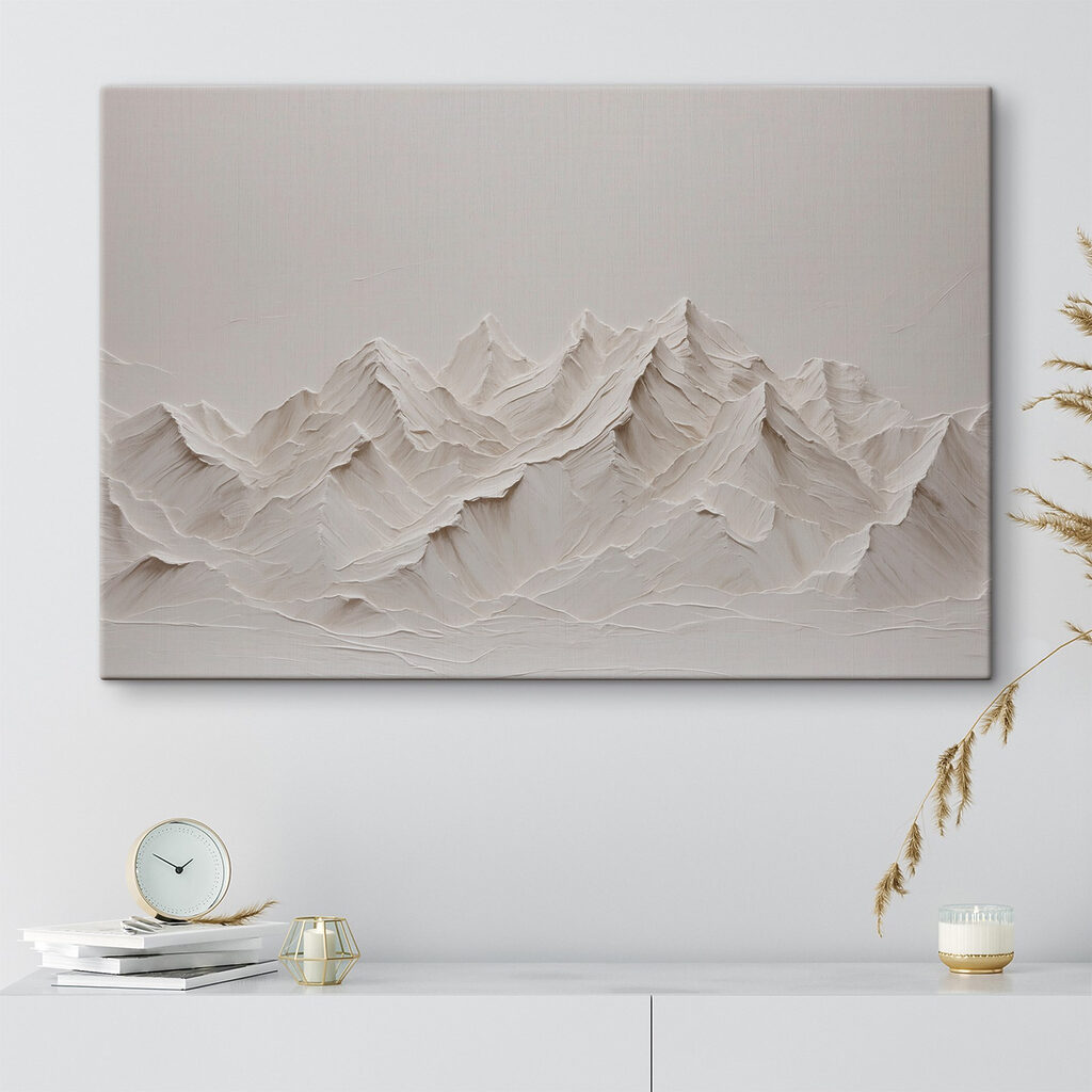 A white mountain range with snow