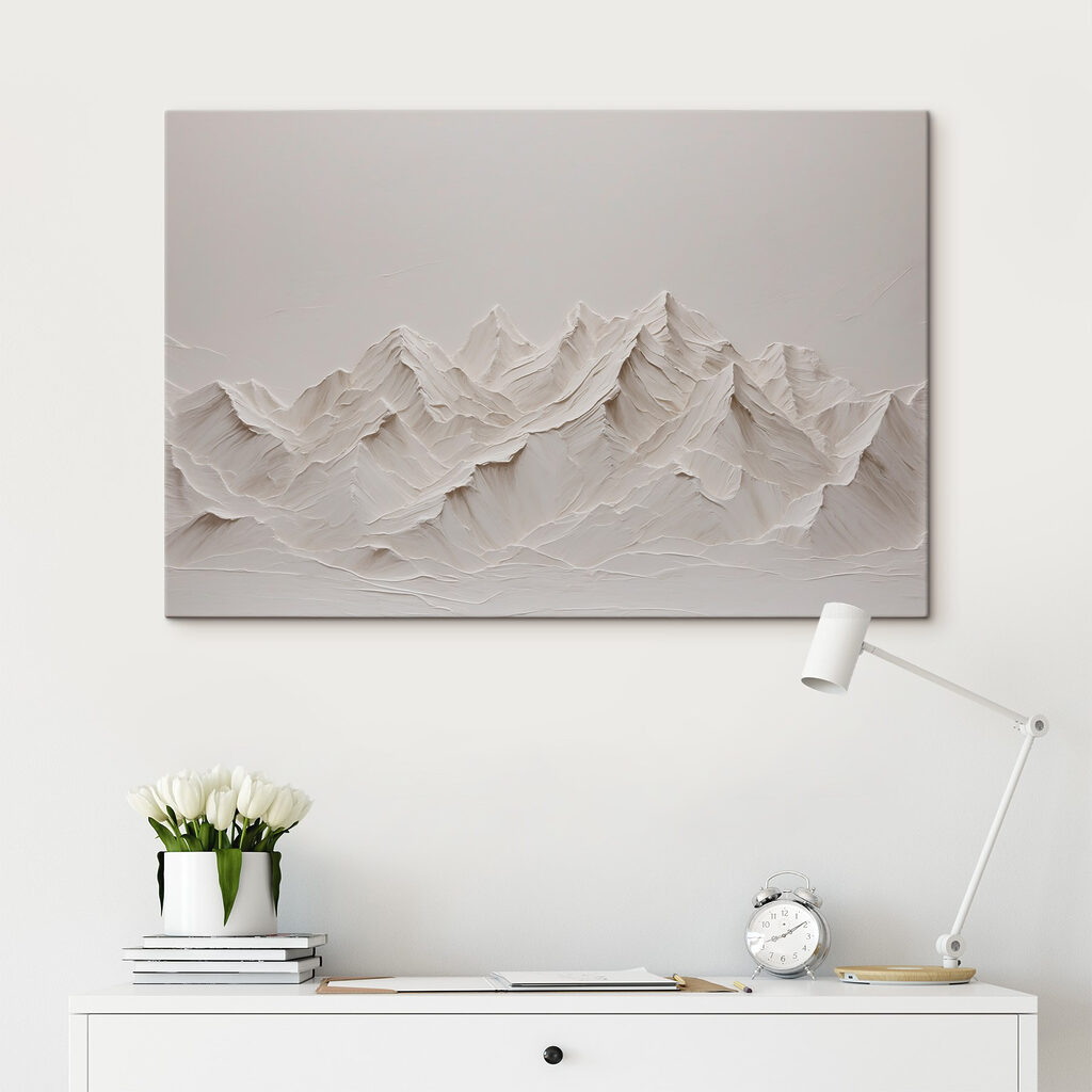 A white mountain range with snow