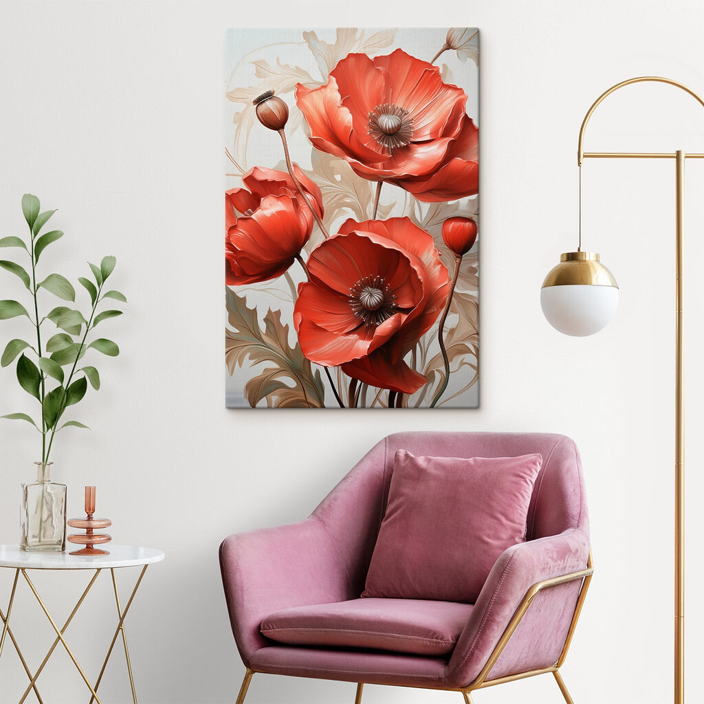 Vibrant red poppies in full bloom
