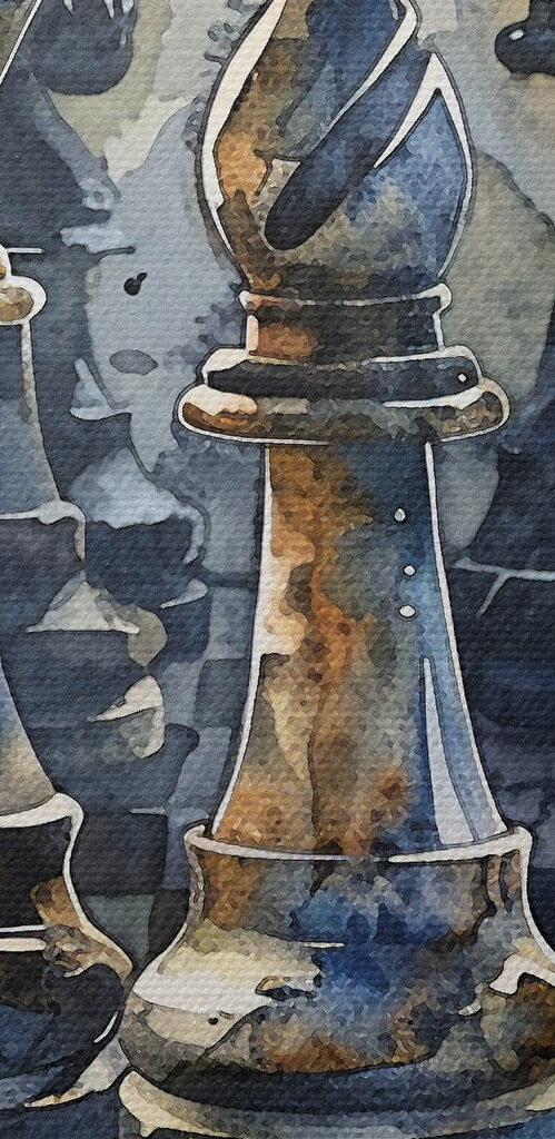 A watercolor of a chess board A watercolor of a chess board
