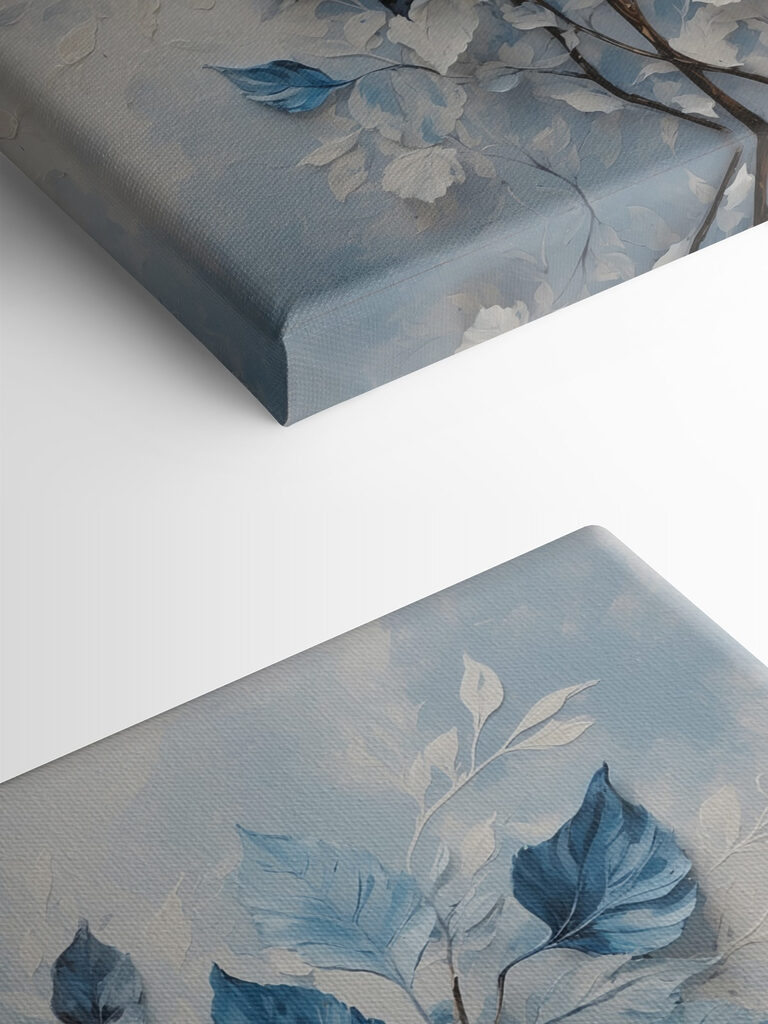A painting of blue leaves A painting of blue leaves