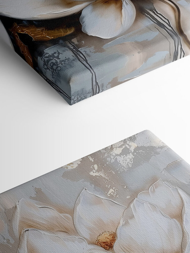 A painting of flowers on a grey background A painting of flowers on a grey background